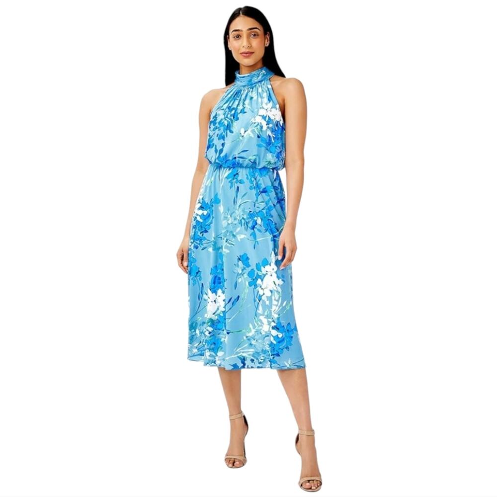 Adrianna Papell Women's Floral Jacquard Midi‎ Dress Size 12 New!